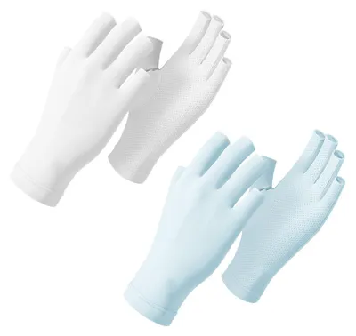 Produktbild von 2 Paar sommerliche Eisseiden-Sonnenschutzhandschuhe für Damen, atmungsaktive, fingerlose Handschuhe zum Autofahren und Radfahren