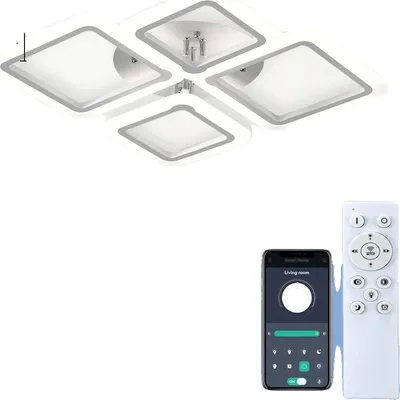 Image de Plafonnier, télécommande, LED à intensité variable, 4 têtes