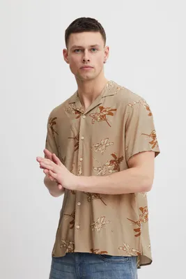 Produktbild von Blend 20716117 Shirt Herren Kurzarmhemd Herrenhemd Hemd Bowlinghemd Cuba-Kragen Umlegekragen Regular Fit Hochwertige Viskose-Qualität Flower-Muster Blumen