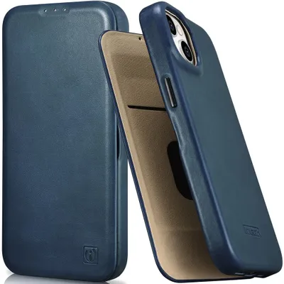 Produktbild von Icarer Ce Öl Wachs Premium Leder Folio Etui Lederhülle Iphone 14 Plus Mit Klappe Magnetisch Magsafe Blau (Aki14220707-Bu)