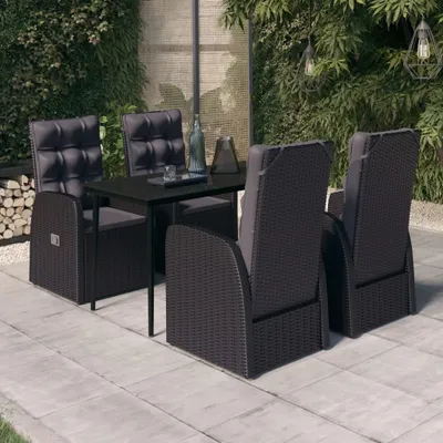 Produktbild von The Living Store 5-tlg. Garten-Essgruppe mit Kissen Schwarz