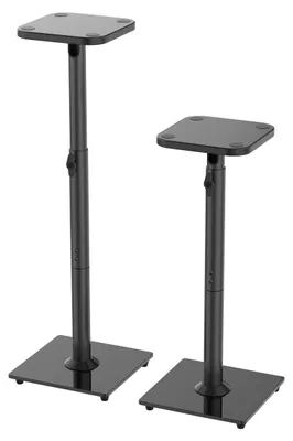 Produktbild von Relaxdays Lautsprecherständer Set, bis 10 kg, höhenverstellbar, 72-95cm, Boxenständer rutschfest, Metall & Glas, schwarz