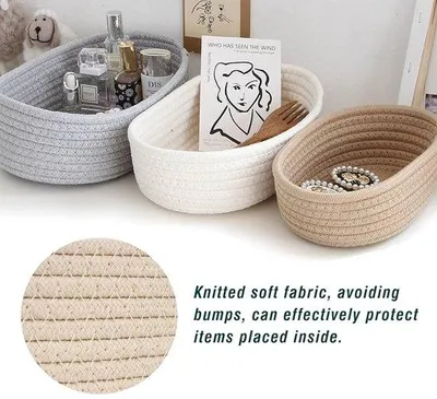 Obrázok produktu pre Tkané úložné koše - štýlové skladovanie - sada 3 kusov - bavlna