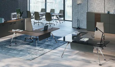 Zdjęcie produktu dla Eckschreibtisch Bürotisch Computertisch Büromöbel Designermöbel Glastisch