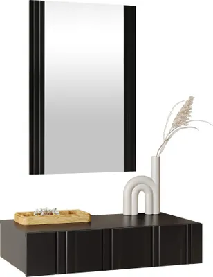 Produktbild von MIRJAN24 Schminktisch Isla 2er-Set, Hängeschrank, Spiegel (Farbe: Schwarz)
