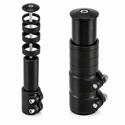 Produktbild von MidGard Fahrrad Gabelschaftverlängerung, Ahead Vorbau Adapter für 1 1/8 (Ø 28.6 mm), Lenkererhöhung aus leichter Aluminiumlegierung für MTB Trekking E-Bike Inkl. 4 Spacer Schwarz