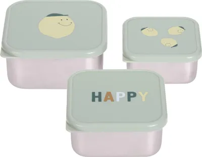 Image de Lässig Set de 3 boîtes à goûter en acier inoxydable - Happy Fruits