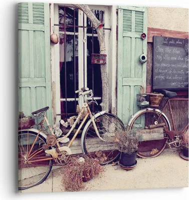 Produktbild von Bild auf Leinwand - Leinwandbild - Einteilig - Fahrräder Vintage Mietshaus - 40x40cm - Wand Bild - Wanddeko - Wandbilder - Leinwanddruck - Bilder - Wanddekoration - Leinwand bilder - AC40x40-4588