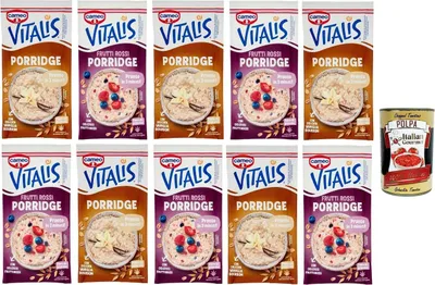 Produktbild von C.Vitalis Porridge Testpaket Classic Und mit Haferflocken und leckeren roten Früchten 5x54gr 5x53g + Italian Gourmet polpa 400g