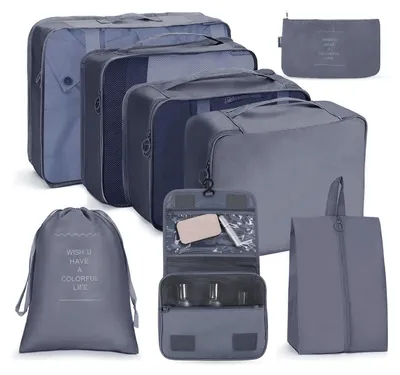 Immagine prodotto di Omgoods - Set di 8 organizer per valigia, ideali per i viaggi, con sacchetti impermeabili
