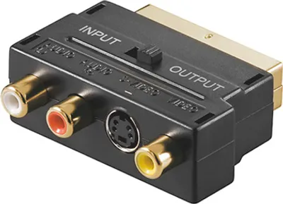 Produktbild von Scart Adapterstecker, Scart / S-VHS + 3 x Cinch, In + Out, vergoldete Kontakte, Good Connections®