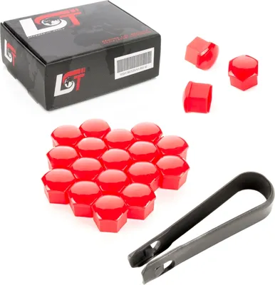 Produktbild von 20x Radschrauben Kappen Radschraubenkappen Set 17 mm rot Glanz für VW SEAT SKODA