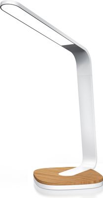 Brandson LED Schreibtischlampe mit 3 Lichtfarben, 5 Helligkeitsstufen, Holzoptik, 3 Lichttemperaturen, dimmbar, Timer, Weiß/Braun