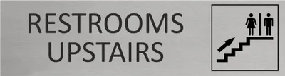 Produktbild von CombiCraft Aluminium Türschild Restrooms Upstairs 165x45mm mit 3M-Tape zur Befestigung, einfache Kennzeichnung von Räumen und Bereichen