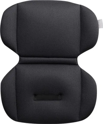 A black fabric insert for a car seat.