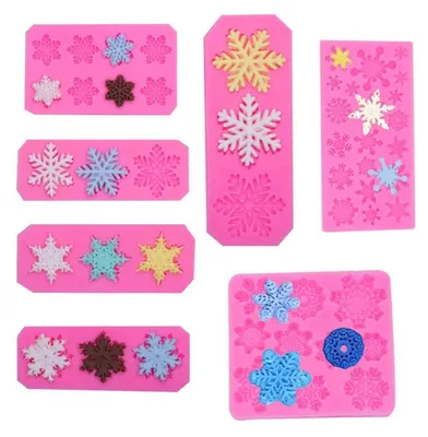 Produktbild von Silikonformen Schneeflocke 7 Stück DIY Kuchen Gelee Backformen Weihnachten