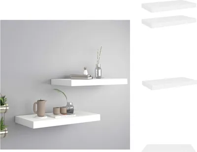 Immagine prodotto di vidaXL Mensole galleggianti 2 pz. Bianco 50x23x3,8 cm MDF - Mensole a muro