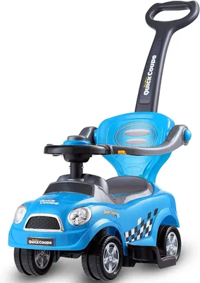Produktbild von GOPLUS Kinder Rutschauto, Rutschfahrzeug mit Schiebestange, abnehmbaren Sicherheitsbügel & Rückenlehne, Schiebeauto mit Hupe, verstecktem Stauraum & Kippschutz für Kinder von 2-6 Jahren (Blau)