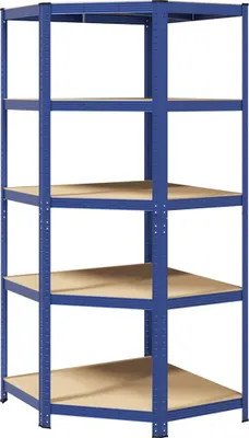 Immagine prodotto di vidaXL Scaffale ad angolo con 5 ripiani in acciaio blu e materiale a base di legno