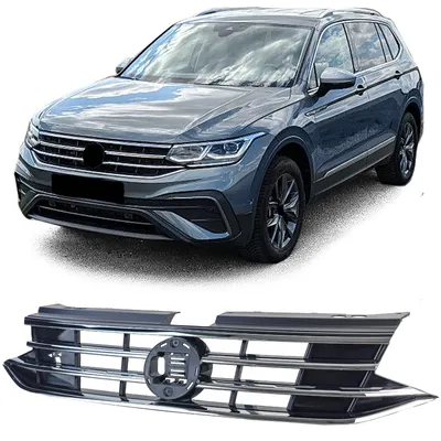 Kühlergrill Sportgrill Schwarz Chrom Leisten für VW Tiguan II AD1 Facelift 20-23 – Produktansicht