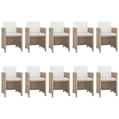 Produktbild von vidaXL 11-tlg. Garten-Essgruppe mit Auflagen Poly Rattan Beige