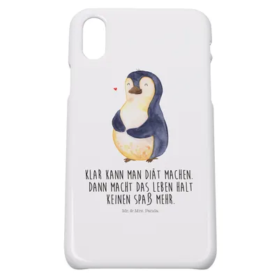 Produktbild von Mr. & Mrs. Panda Iphone 10 Handyhülle Pinguin Diät - Weiß - Geschenk, Abnehmen, Pinguine, Cover, Motivation, X, Handy, Hülle