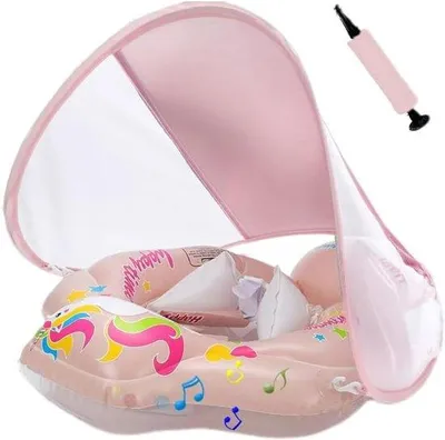 Produktbild von Schwimmhilfe für Babys mit abnehmbarem Sonnendach, Schwimmhilfe, verstellbare Schultergurte, Schwimmtrainer, mit aufblasbarer Schwimmhilfe für 12-36 Monate.
