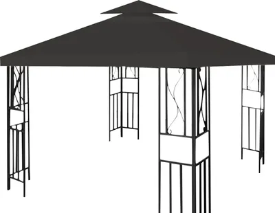 Image de TolleTour Toit de remplacement Pavillon 3x3m Anthracite, Toit de pavillon avec conduit de cheminée, Housse de toit pour jardin, Couverture de pavillon