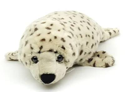 Produktbild von Uni-Toys – Seehund grau-gepunktet - 46 cm (Länge) - Plüsch-Robbe - Plüschtier, Kuscheltier