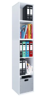 Image de Étagère en bois debout | armoire de rangement | Dimensions env. H. 184 x W. 35 x D. 37 cm | Étagère élégante | Étagère de bureau – Lona I 5f
