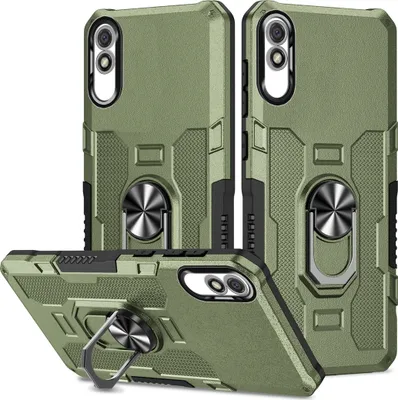 Produktbild von Redmi 9A Hülle, Dual Layer Robuste Rüstung Ringhalter Ständer Schutzhülle für Xiaomi Redmi 9A Grün