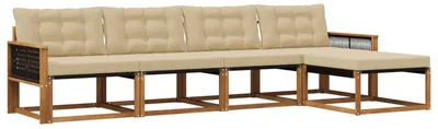 Immagine prodotto di vidaXL Set di divani da esterno, 5 pezzi, colore naturale e beige