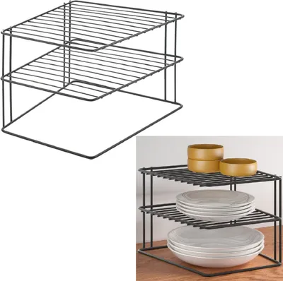 Produktbild von Metaltex Tellerregal - Küchenorganizer matt schwarz 25x25x19cm