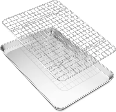 Image de Plaque de cuisson avec grille - Plat à four, moule à gâteau - Pour la cuisson et le refroidissement - Acier inoxydable - 316 x 246 cm - Argenté