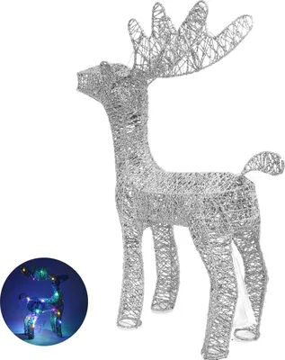 Produktbild von Beleuchtete Rentierfigur, 3D-Metallstatue mit LED-Beleuchtung für die weihnachtliche Gartendekoration