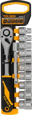 Produktbild von Tolsen Ratschenschlüsselsatz mit Steckschlüsselsatz 1/2" 12-teilig - Maxami