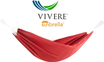 Produktbild von VIVERE Brazilianische Hängematte aus Sunbrella® 370x140 cm – 200 kg Belastung - Crimson