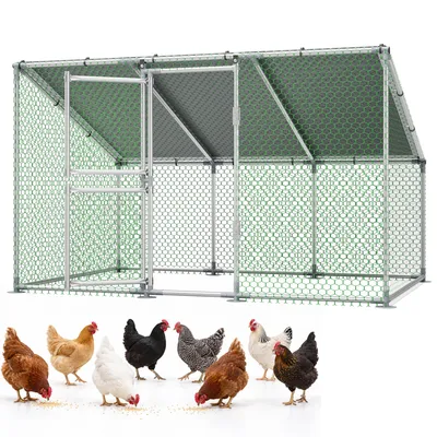 Produktbild von Hühnerstall 3x2m Hühnerhaus Kleintierstall Freilaufgehege Kleintiergehege Voliere Freigehege Hühnerkäfig Geflügelstall Verzinkter Stahlrahmen mit Dach