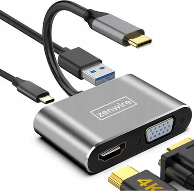 Produktbild von Adapter - 4-in-1 USB-C Hub - HDMI 4K - VGA Full HD - USB 3.0 - PD 87W - Multiport Adapter
