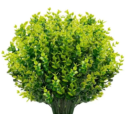 Image de Plantes artificielles, buissons, lot de 10, couleur verte, résistantes aux UV, 35 cm, en plastique, pour jardin ou balcon