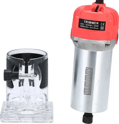 Immagine prodotto di trimmer 220V 800W, 30.000 giri/min, compatto, per rifilare legno e alluminio, con base trasparente