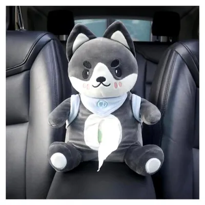 Produktbild von Plüsch-Tücherbox für Hunde – Multifunktionaler Halter für Taschentücher im Auto