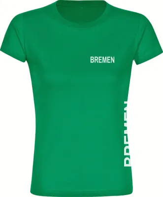 Produktbild von multifanshop Damen T-Shirt - Bremen - Brust & Seite, grün, Größe M