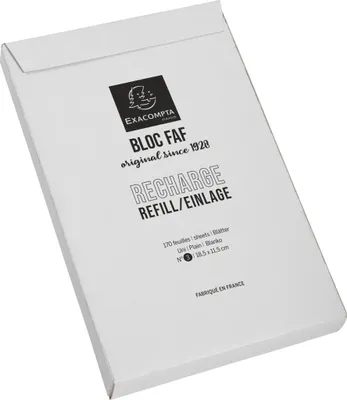 Image de Exacompta RECHARGE FAF n°3 18,5x11,5cm 170p. UNI Blanc 12513E
