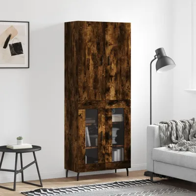Produktbild von The Living Store Highboard Räuchereiche 69,5x34x180 cm Holzwerkstoff
