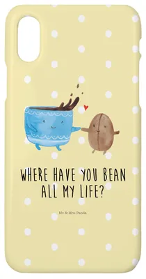 Produktbild von Mr. & Mrs. Panda Iphone 10 Handyhülle Kaffee Bohne - Gelb Pastell - Geschenk, Zufriedenheit, Genuss, Hülle, Kaffeebohne, X, Handy, Cover, Glück, Lustige Sprüche