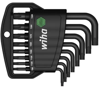 Immagine prodotto di Set di chiavi a spillo in supporto classico TORX antimanomissione (con foro) 8 pz. nero ossidato (36462)