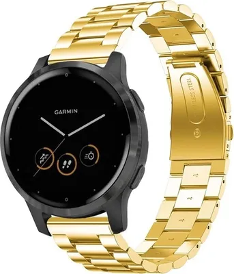 Produktbild von Strap-it Stahlarmband - Kompatibel mit Garmin Vivomove 3s Armband 40mm - Gliederarmband Hochwertiger EdelstahlFaltschließe für Armband Gold 18mm Smartwatch