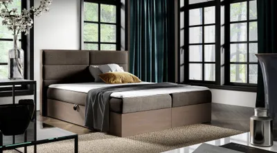 Produktbild von Kontinentales Bett 120x200 CHANTELLE 5 - dunkle Eiche / Braun + GRATIS Matratzenauflage