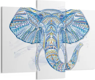 Produktbild von Bild auf Leinwand - Leinwandbild - Elefant Muster Tierwelt Afrika - 130x100cm - Wand Bild - Wanddeko - Leinwanddruck - Bilder - Kunstdruck - Leinwand bilder - Wandkunst - CB130x100-3089